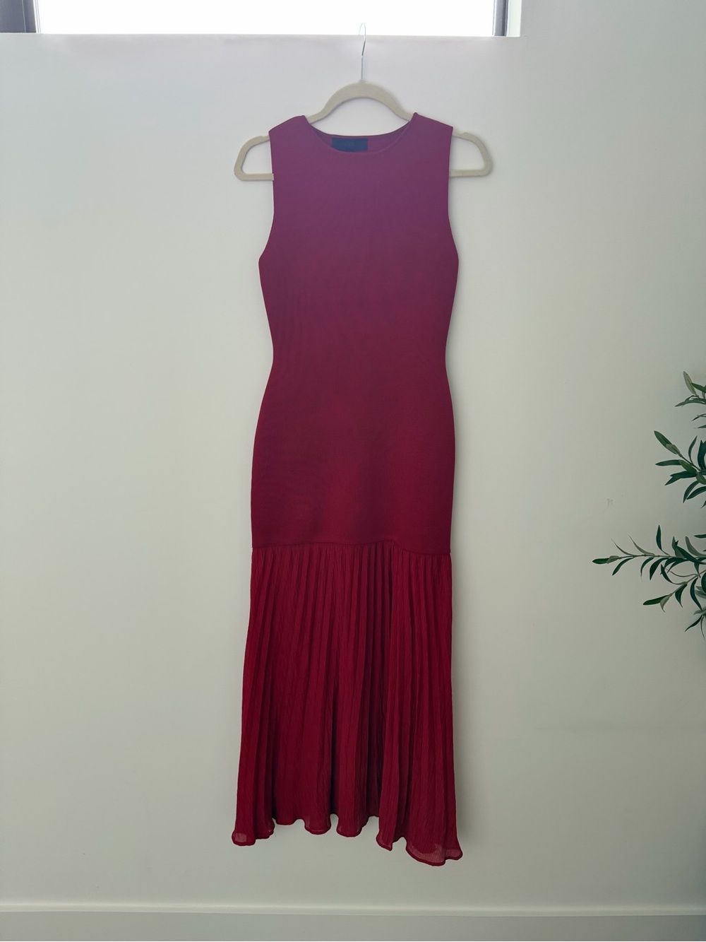 Zara Sleeveless Red Maxi Dress with Pleated Hem